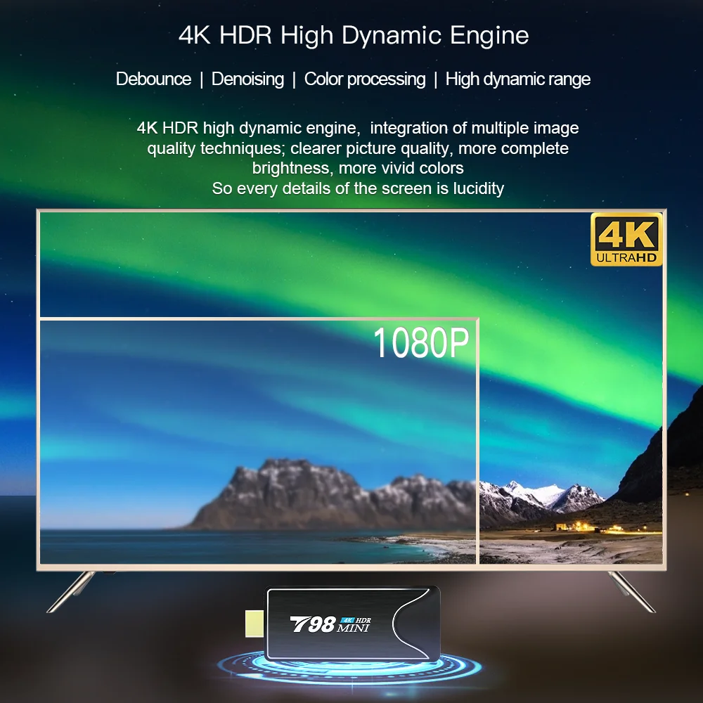 ТВ-приставка HONGTOP 4k RK3318 четырехъядерный android 10 2 ГБ 16 4 ГГц и 5G Wi-Fi play store HD T98mini |