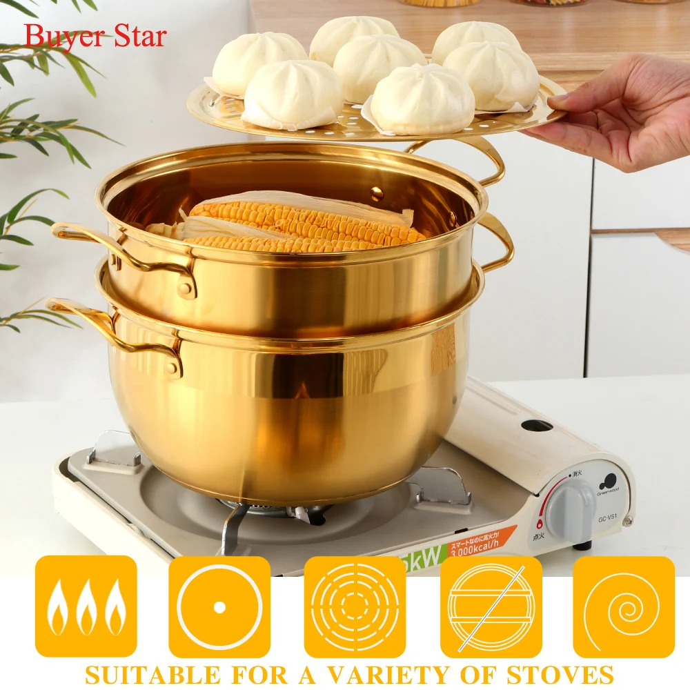 Кастрюля многофункциональная из нержавеющей стали 3 слоя для индукционной плиты