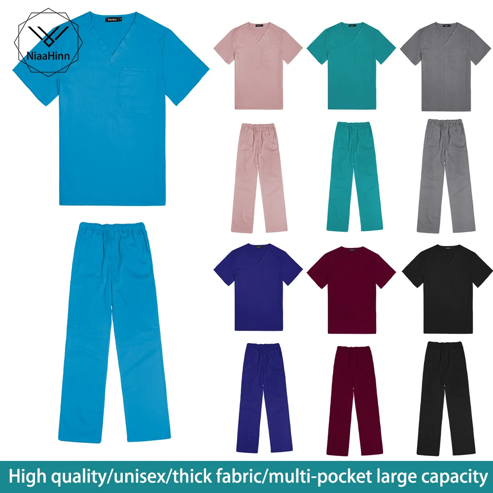 

High-quality scrub clothes multi-pocket confinement center nurse medical nursing work clothes surgical gown beauty agency set