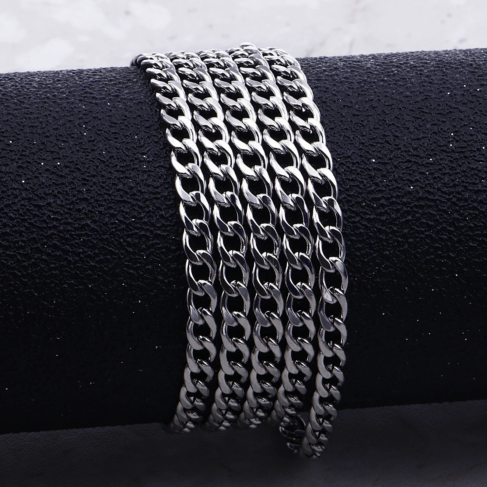 

4/5mm Width 1/5 Meters/lot S Bulk Aluminum Curb Chain Necklace Jewelry Findings DIY Material