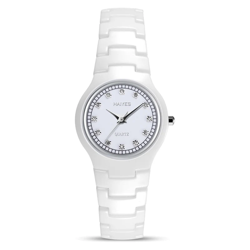 HAIYES белые керамические часы для женщин лучший бренд Роскошные элегантные