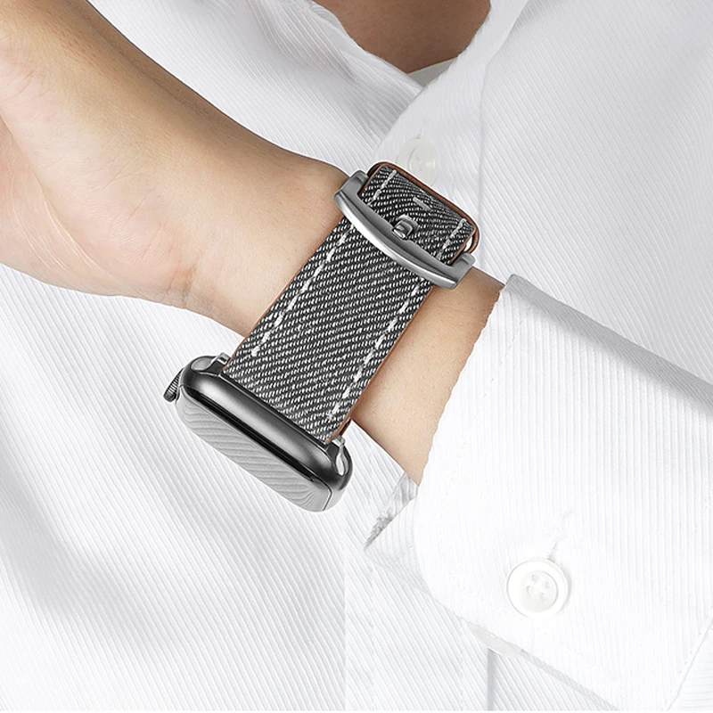 

Genuine Leather luxury strap for apple watch Band 44mm 40mm 42 mm 38mm watchband belt bracelet iwatch Series 6 SE 5 4 3