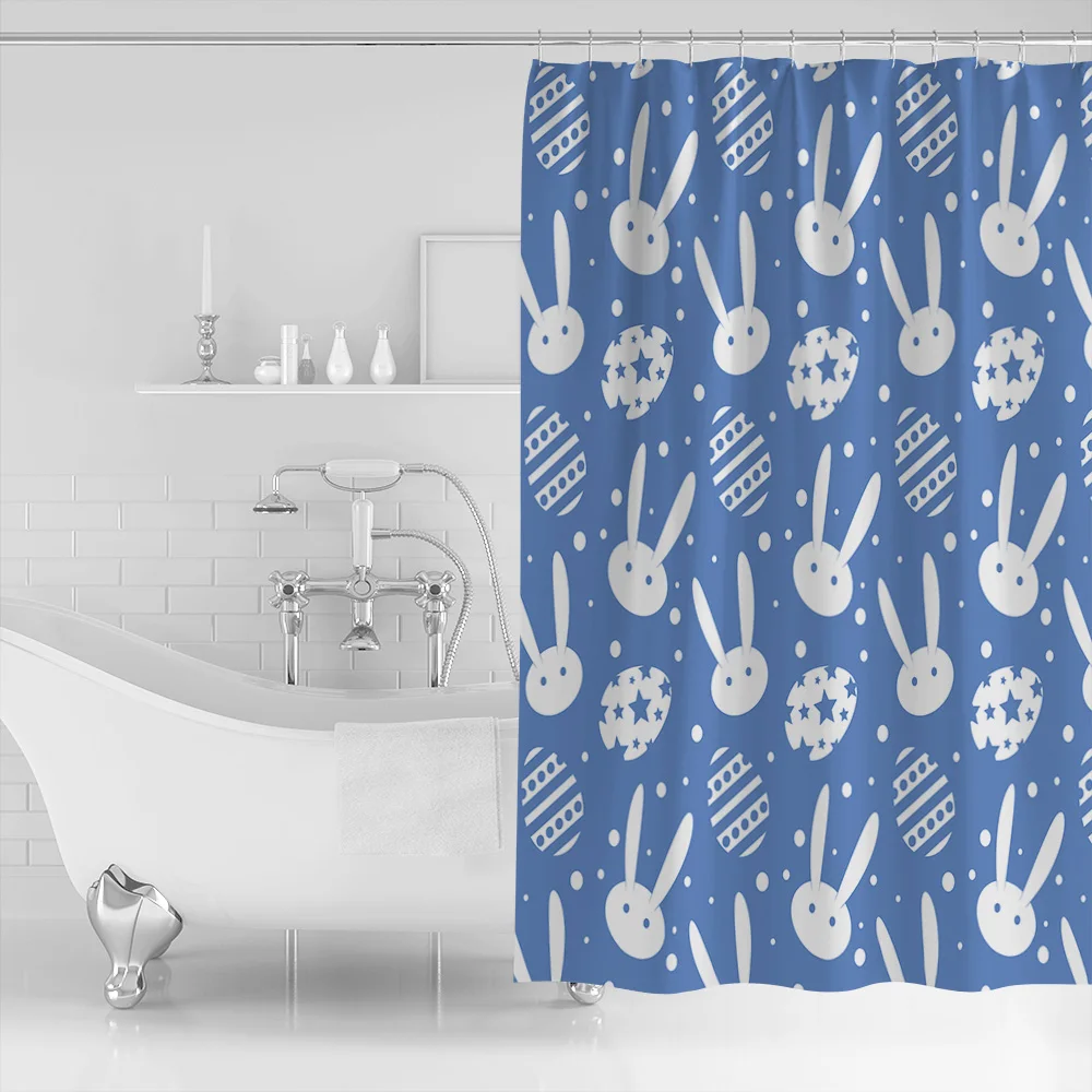 Голубая Пасхальная тема Пасхальный кролик и яйцо узор для ванной занавеска s