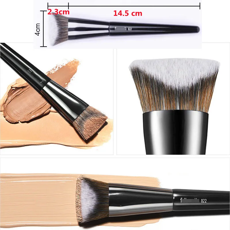 

V Cut Foundation Brush Multifunction Professional Angled Black Wooden Handle Kabuki Bronzer Countour Concealer Blush Makeup Tool