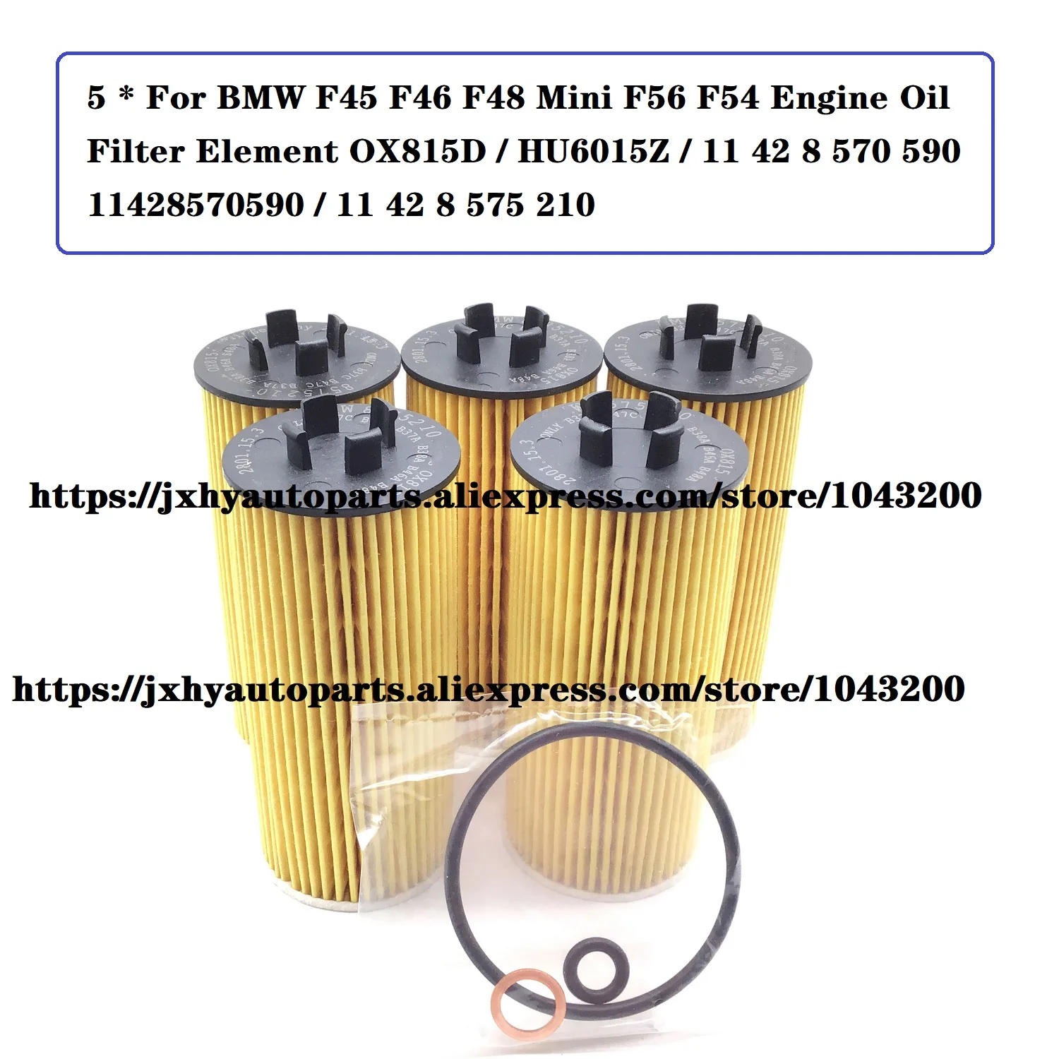 

5 X For BMW F45 F46 F48 Mini F56 F54 Engine Oil Filter OX815D / HU6015Z / 11 42 8 570 590 / 11428570590 / 11 42 8 575 210