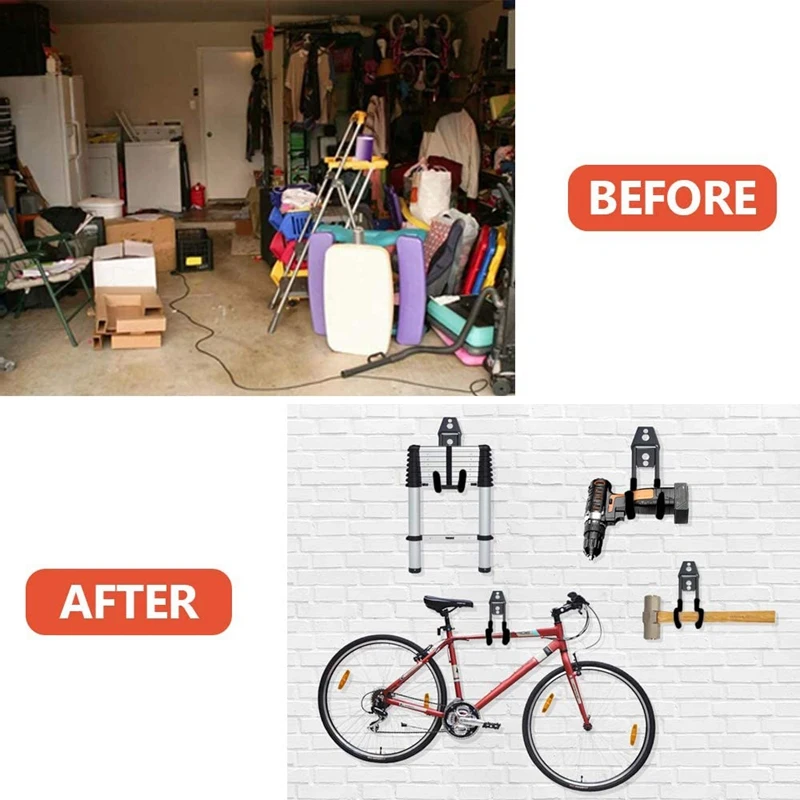 

Garage Storage Hooks & Hangers, Heavy Duty Wall Mount Utility Double Garage Organizer for Garden Organizing Tools