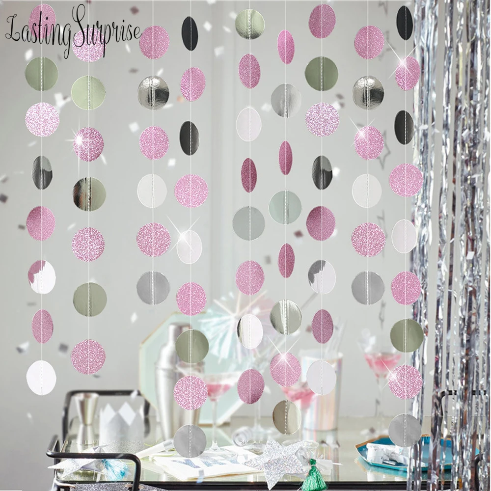 4 м блестящие круглые гирлянды баннеры флажки бумажные нити флаг кисти для