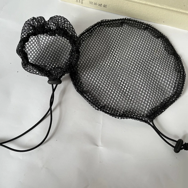 

AILIADE 1Pcs Drawstring Ponytail Net Black Color Hair Net For Making Ponytail Afro Puff Bun Net Weaving Cap Wig Making Tool