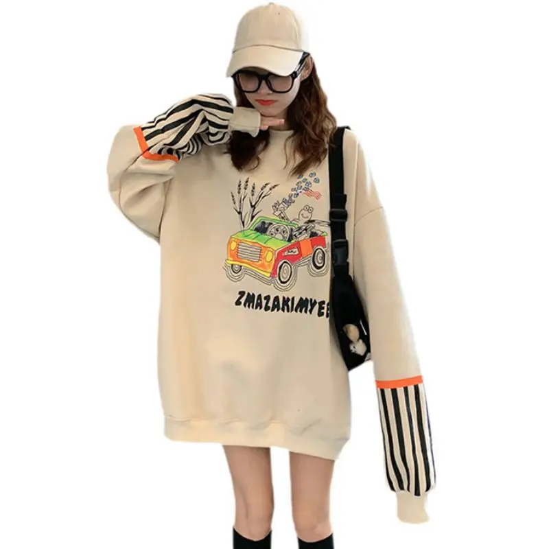 Женское осеннее бархатное худи с длинным рукавом и круглым вырезом | Женская