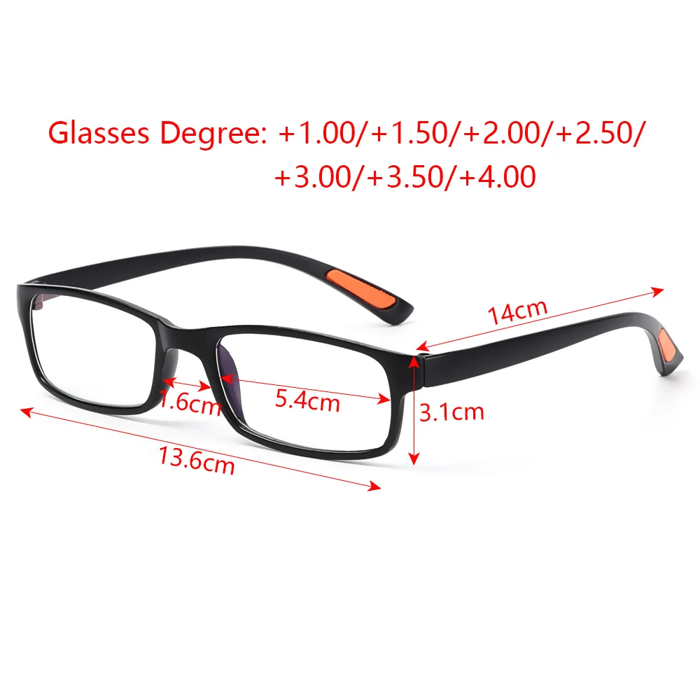 

Ultra-light PC Fram Reading Glasses Women Men Anti-UV Blue Rays Radiation Reading Magnifying Presbyopic Glasses 1.0~ 4.0