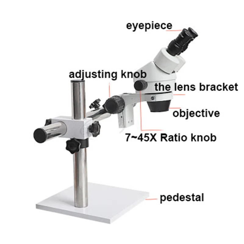 Бесплатная доставка ювелирные изделия микроскоп 7X 45X Алмазная установка с 8 Вт