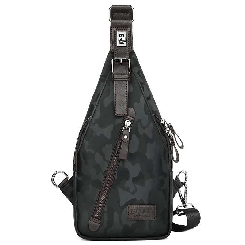 Camouflage Black VICUNA POLO, известный бренд, защита от красок, магнитная кнопка, открытая кожа, мужские нагрудные сумки, модная дорожная сумка через плечо, мужская сумка-мессенджер - Цвет: Camouflage Black