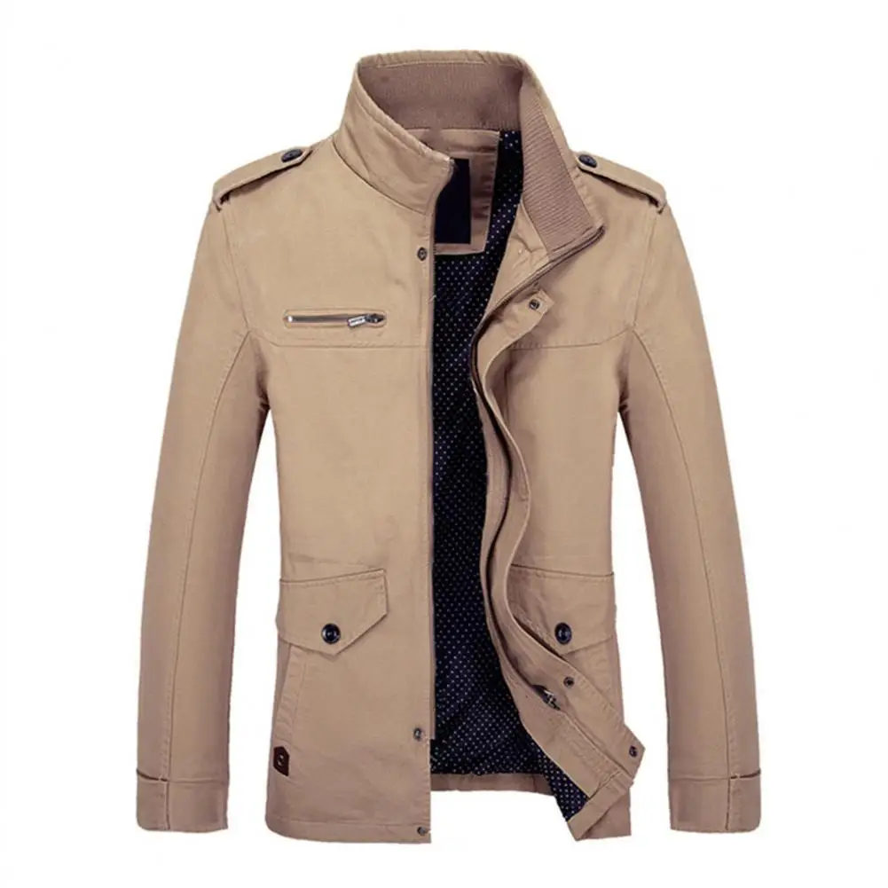 

Men Coat Men Jacket Fashion Trench Coat Stand Collar Breathable Polyester Casual Male Autumn Winter Coat Jacket Male Clothing