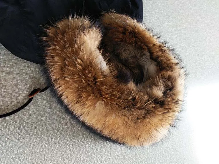 

2021 new winter men's real fur parka rabbit fur liner with big raccoon fur collar fur jacket