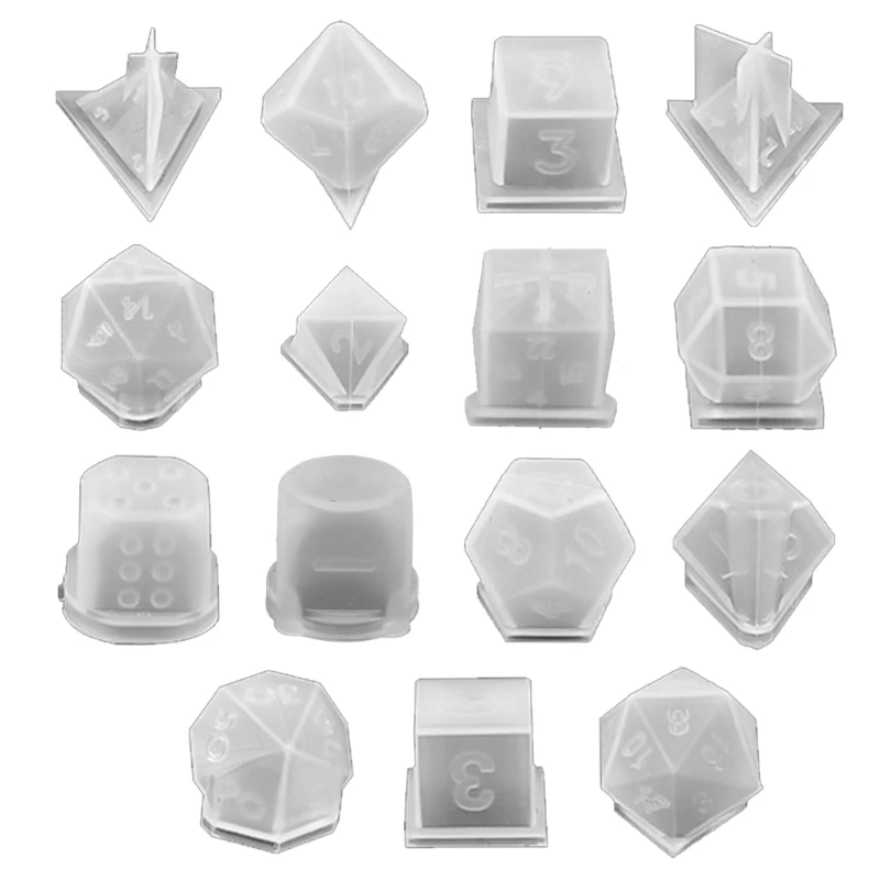 

15 Shapes Irregular Dice Epoxy Resin Mold Multi-spec Digital Game Silicone Mould DIY Crafts Casting Tools W0YA