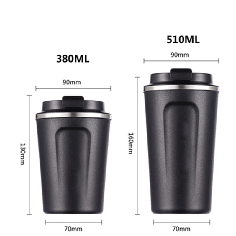 

Portable Double Coffee Mug Large Capacity Thermo Flask Travel insulated cup 510/380ML Cute Stainless Steel Water Bottle For Gift