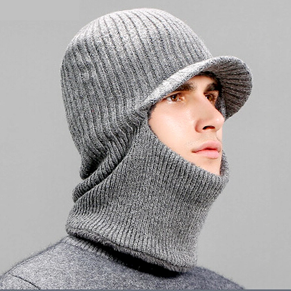 Зимние шапки для мужчин Skullies Beanie шапка зимняя шапка мужской женский шерстяной шарф шапка s Набор Балаклава маска Knitted шапка вязаная шапка