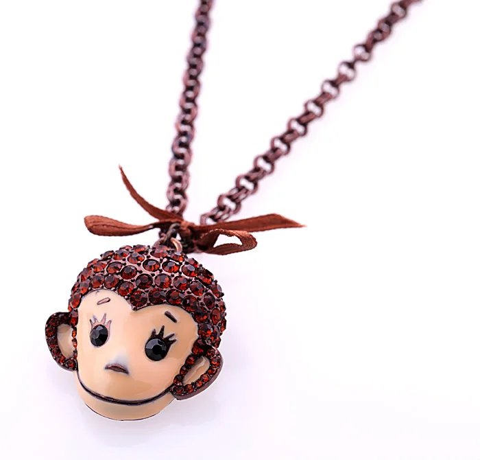 New Fashion Jewelry Red Crystal Monkey Winter Long Necklace For Women Girls Boys Gifts Retro Cute | Украшения и аксессуары