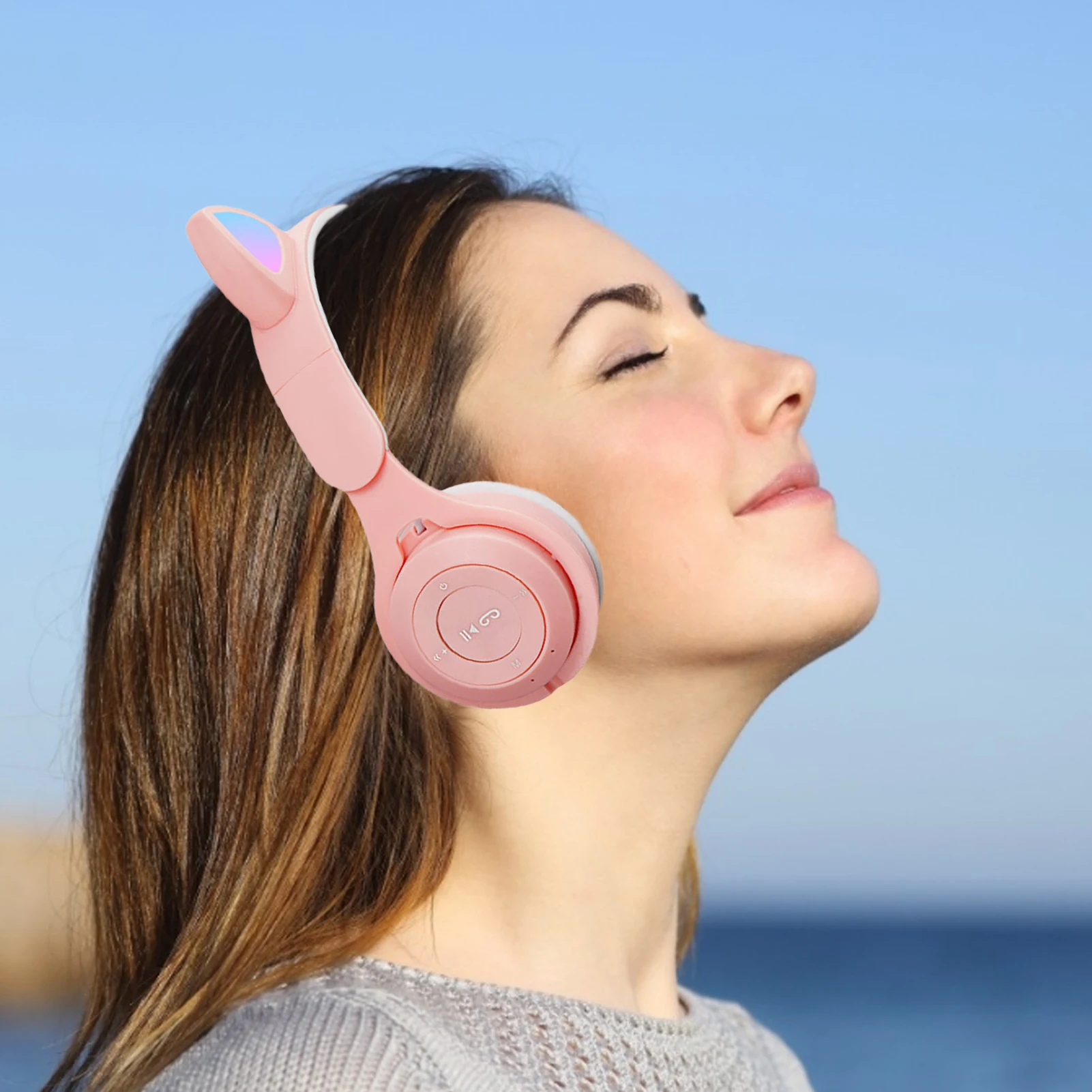 Симпатичные кошачьи ушки беспроводные наушники Bluetooth 5 0 игровая гарнитура