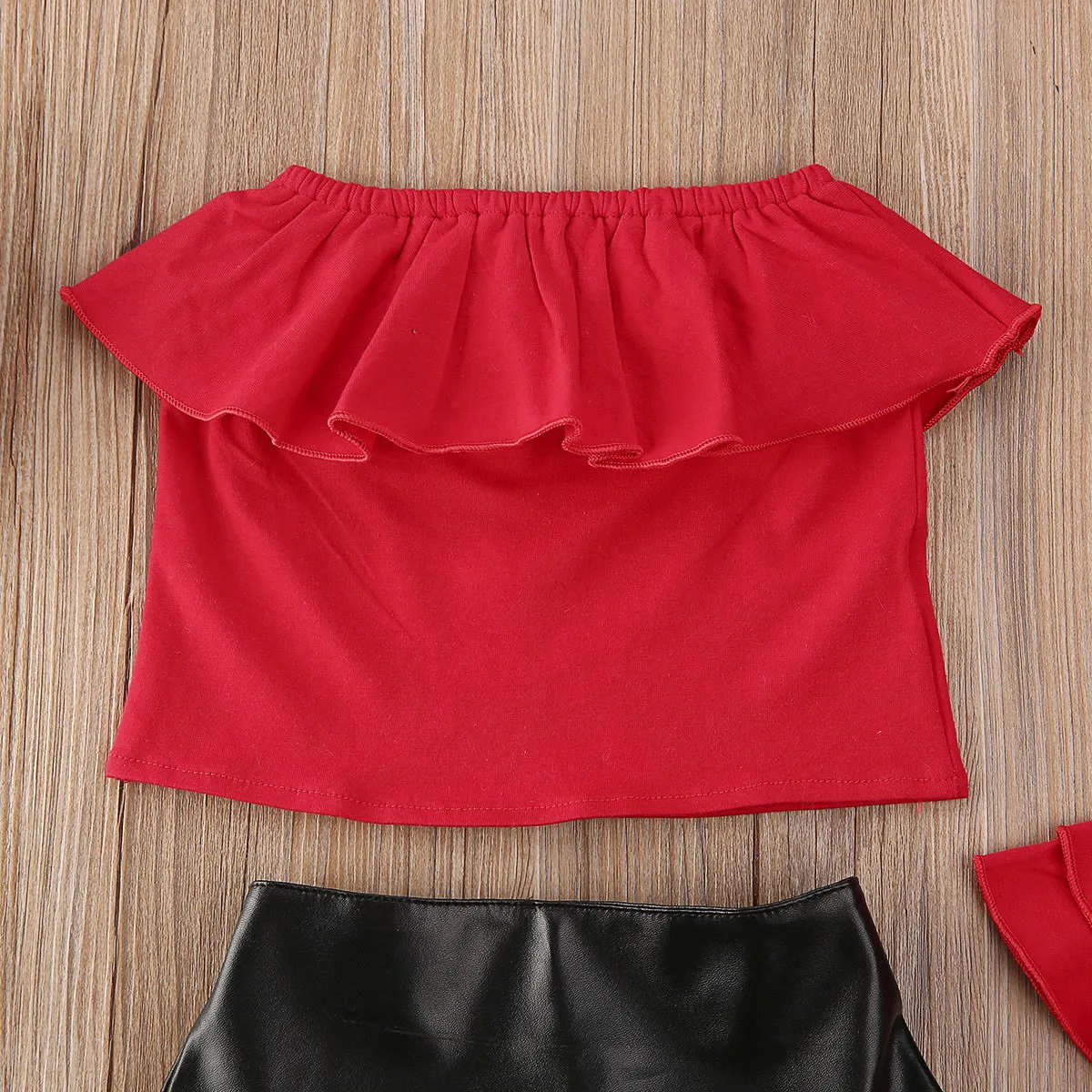 Модные детские комплекты одежды для маленьких девочек топы с открытыми плечами и