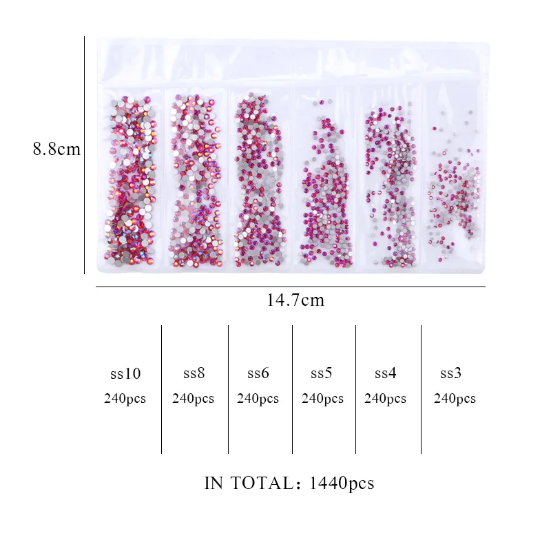 1440 шт. многоразмерные Кристаллы Стразы для ногтей украшения кристалл страз