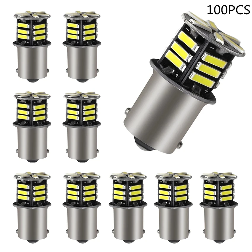 100 шт. 12 В 1156 BA15S P21W S25 BA15S 7020 21SMD передняя лампа указателя поворота резервные огни белый BA15S (1156) 1156 1157 Универсальный 2,5 Вт