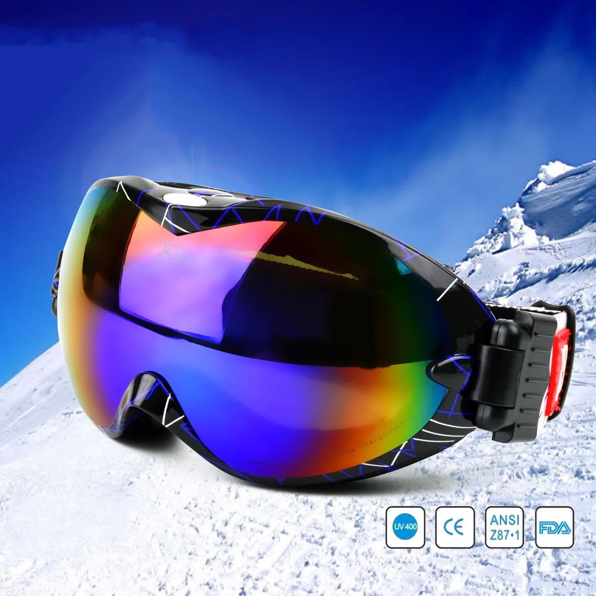 

Men Women Double-layer Anti-fog Ski Goggles, UV400 Anti-snow Blindness Winter Sports Spherical Snowmobile Eyewear Skiing Glasses