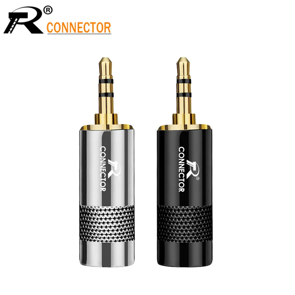 

2pc Jack 3.5mm 3 poles Audio adapter Gold headphone plug Connector for cable size up to 8mm wire connector