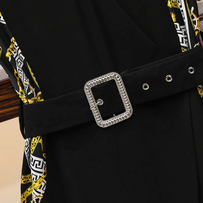 Женское летнее длинное черное платье миди с поясом большого размера плюс