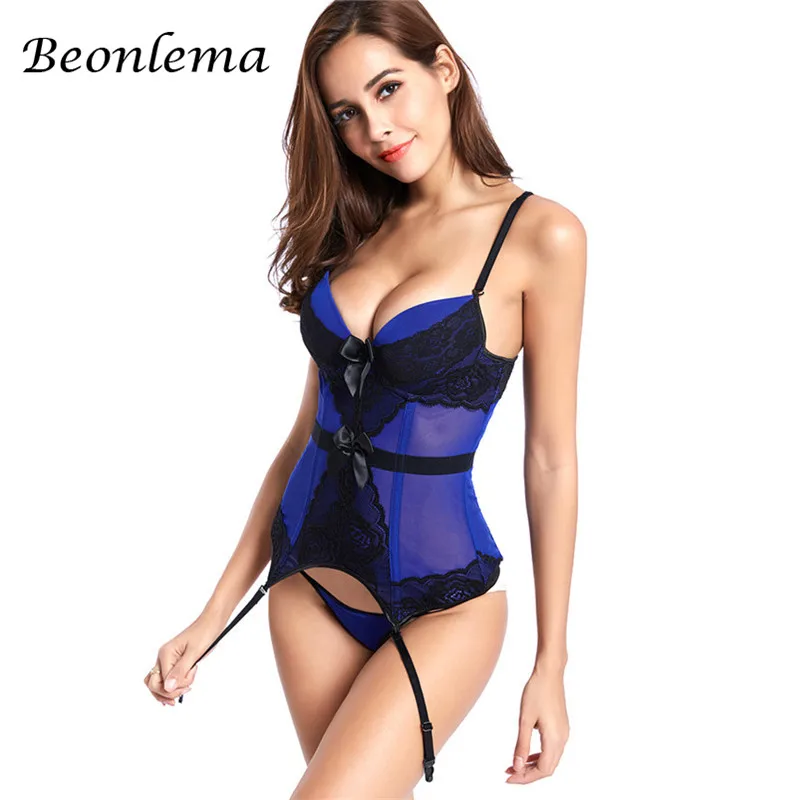 

Beonlema Women Sexy Overbust Corset Bra Top Plus Size Lace Korset Slimming Purple Blue Bustiers Black White Erotic Lingerie 6XL