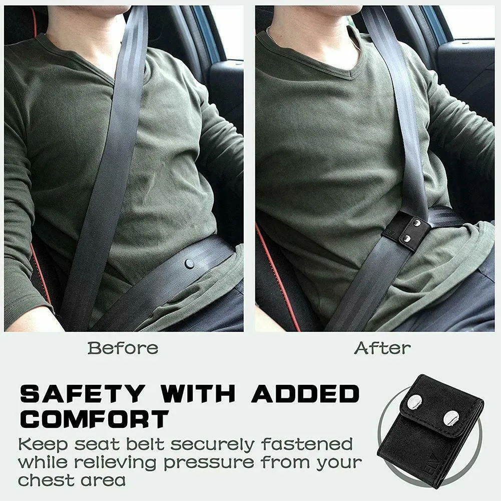 

Replacement Seat Belt Adjuster Shoulder Neck Strap Universal 2Pcs Kit Black