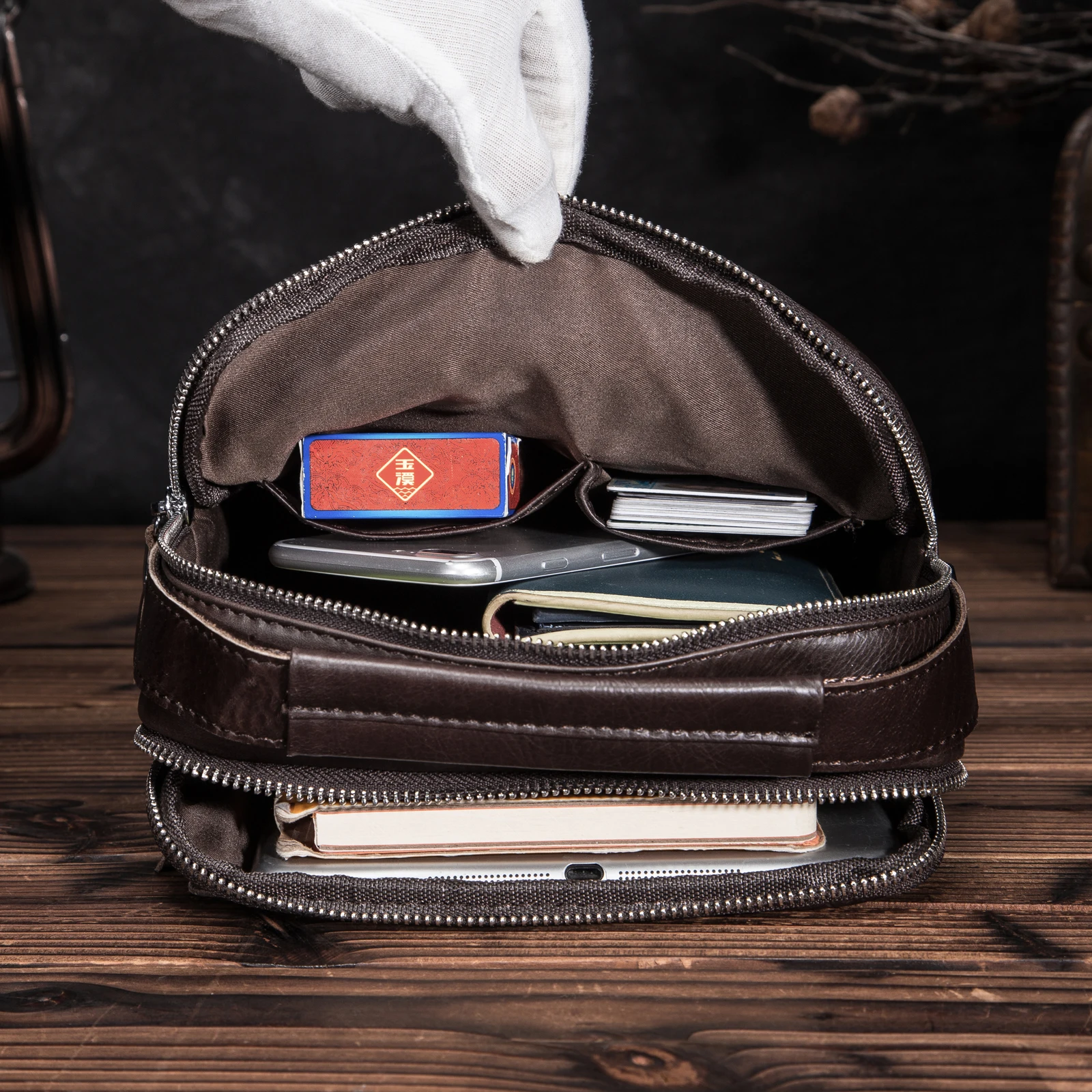 

Quality Leather Male Casual Coffee Design School Shoulder Messenger bag Fashion College 10" Tablet Tote Book Satchel bag 5010