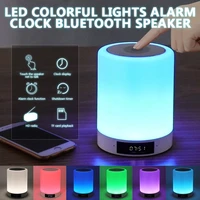led wireless bluetooth sound box portable touch control night light home alarm clock speaker support hifi tf card mp3 music play