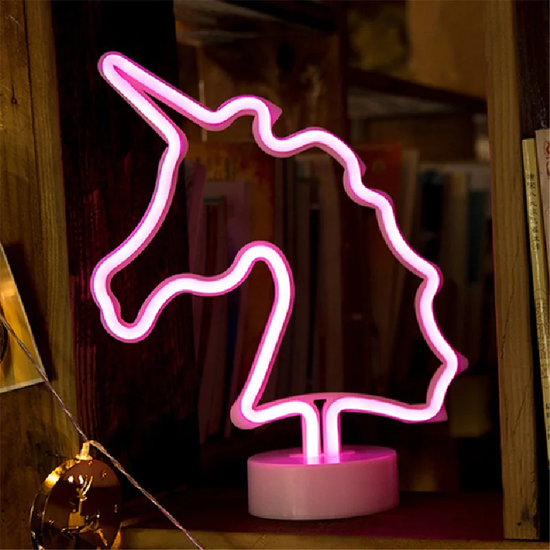 

USB LED Neon Sign Light Holiday Flamingo Night Light Xmas Party Wedding Decoration Night Light Home Gift Unicorn Heart Neon Lamp