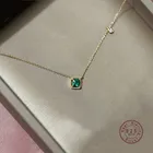 Женское ожерелье из серебра 925 пробы, с трехмерным зеленым цирконием