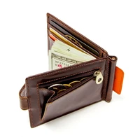 genuine leather metal wallet men carbon money clips hasp mini coin purses slim credit card holder high quality