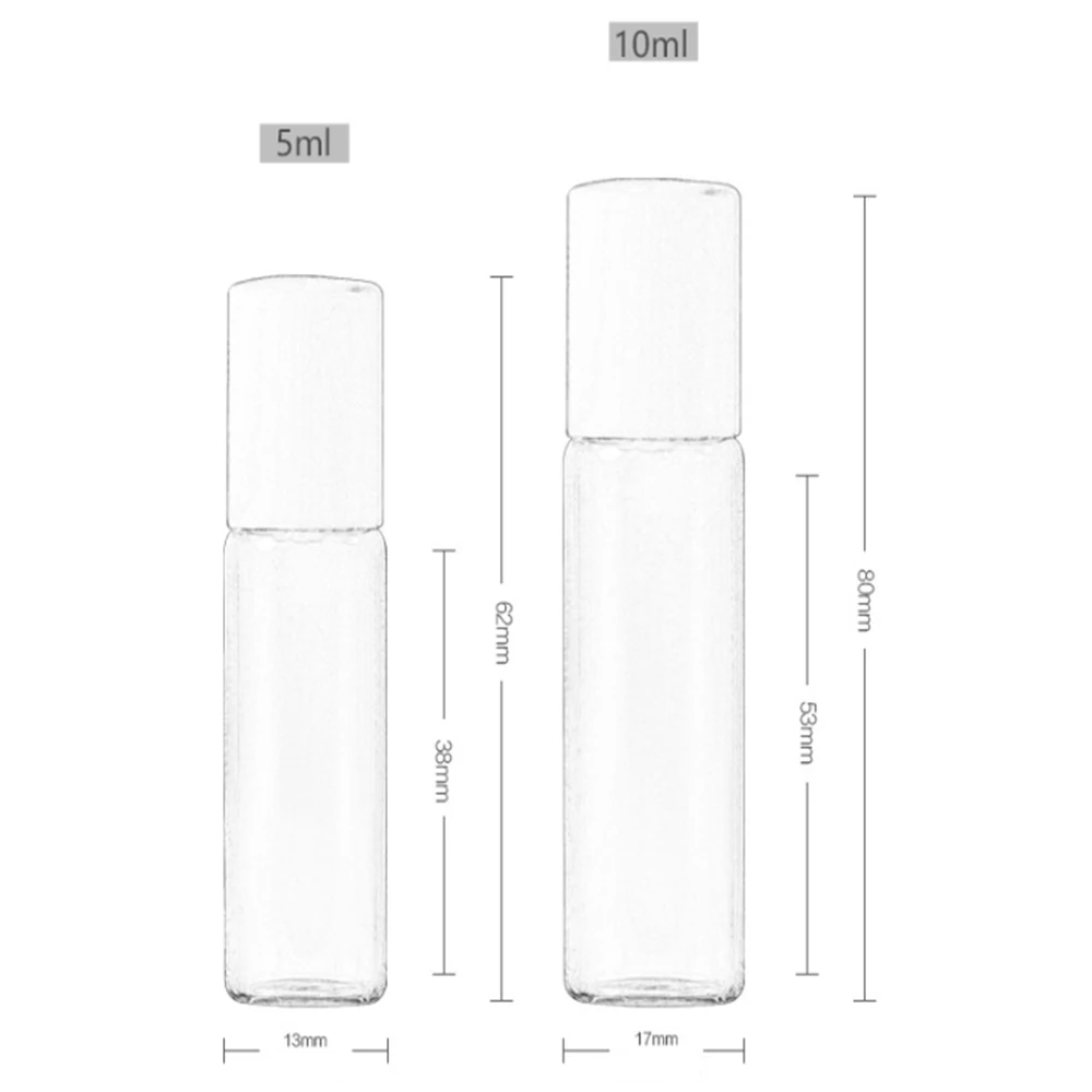 

1 Pcs 5ml/10ml Glass Roller Bottles Empty Clear With Roll On Empty Cosmetic Essential Oil Vial For Traveler With Glass Ball