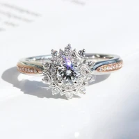 cute flower ring with bling zircon stone silver color wedding engagement ring fashion jewelry for women