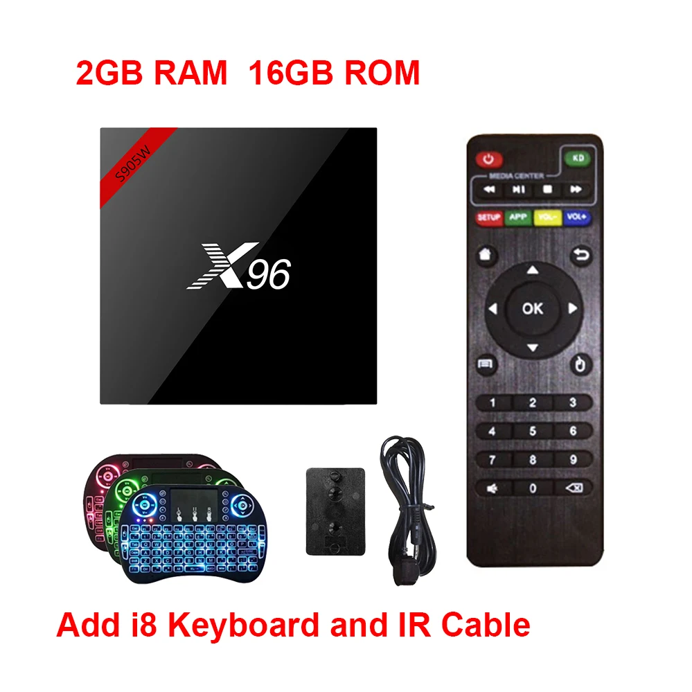 X96 Android 7,1 Смарт ТВ коробка, Wi-Fi, S905W 4 ядра Декодер каналов кабельного телевидения медиа-проигрыватель 4K X 96 X96 W компьютерной приставки к телевизору - Цвет: 2G 16G i8