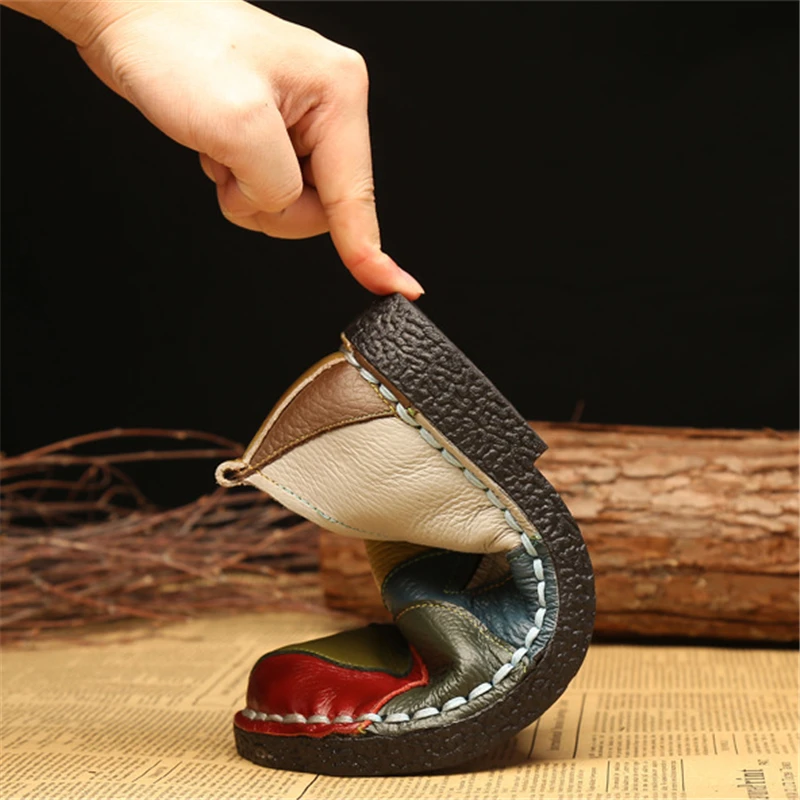 Женские кожаные туфли размера плюс 35-42 цветные дышащие лоферы женские летние на