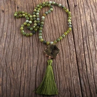 md fashion bohemian jewelry semi precious stones knotted druzy stone links tassel necklaces for women boho necklace