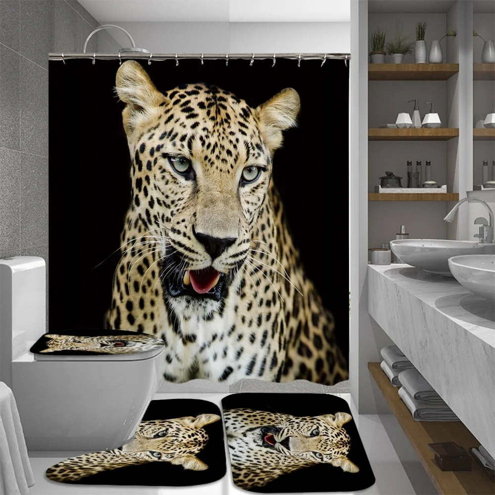 Модный чехол на крышку унитаза с леопардовым рисунком/набор коврик-подставка для