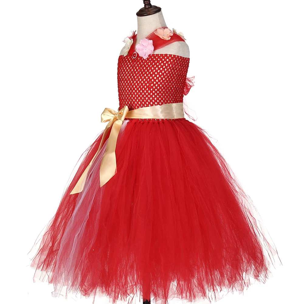 Девушки платье принцессы Елены Платье-пачка для девочек красного цвета с