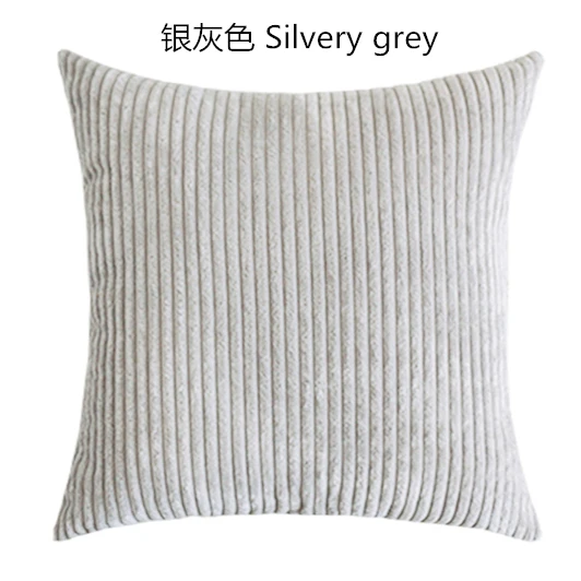 Stripe Silvery grey Nordic подушка в клетку для стула крышка мягкая полосатая бархатная Цвет однотонные диванные подушки, чехол для дивана домашний Декор автомобиля изготовленный на заказ 30/35/40/45/50/60 см - Цвет: Stripe Silvery grey