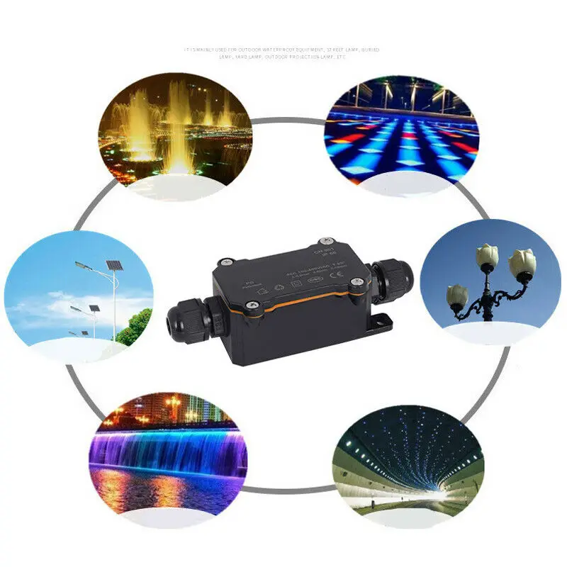 

1pc Waterproof Black Electrical Junction Box Cable Wire Connectors 69x41x28mm