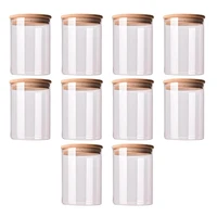 10pcs bamboo wood lid glass jar airtight canister kitchen storage bottles jars food container tea coffee beans candy jar