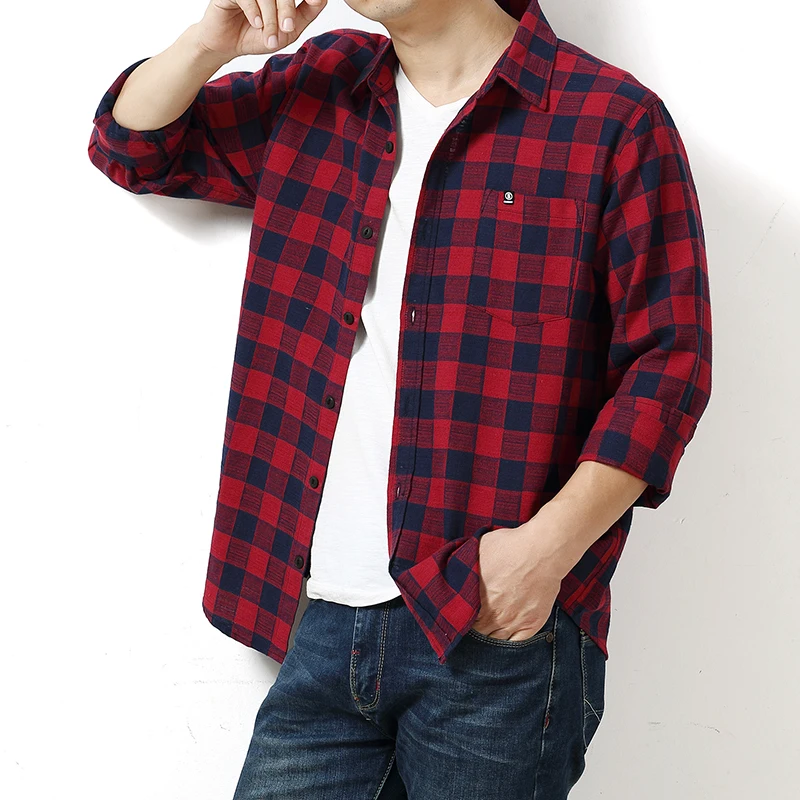 Мужская рубашка в клетку из хлопка Коллекция 2021 года Сезон весна-осень