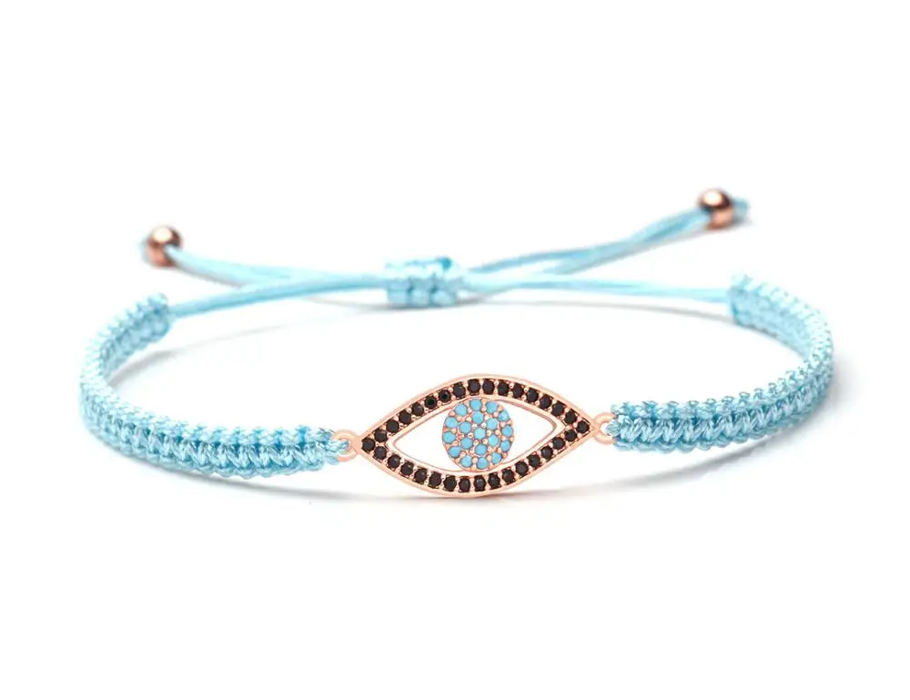 Женский браслет с подвеской в виде глаза и фианита|Браслеты шармами| |