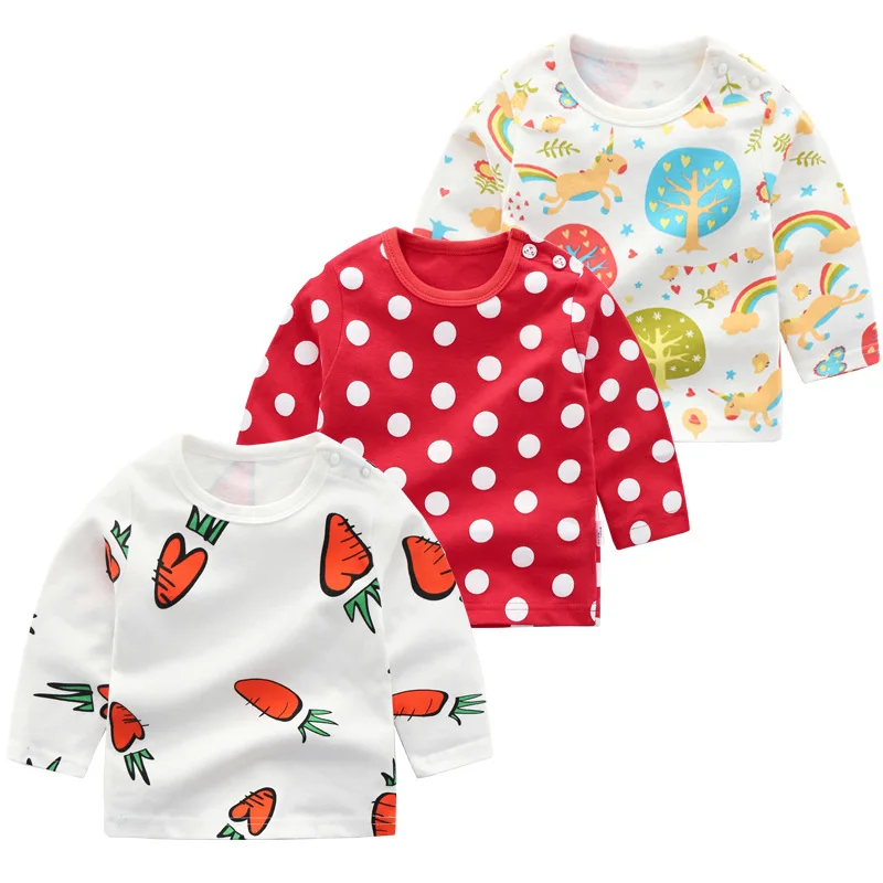 Одежда для маленьких девочек с единорогом радужная футболка длинными рукавами