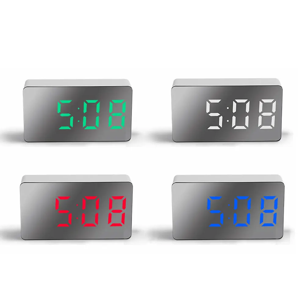 Зеркальный будильник предметы интерьера электронные часы настольное цифровое